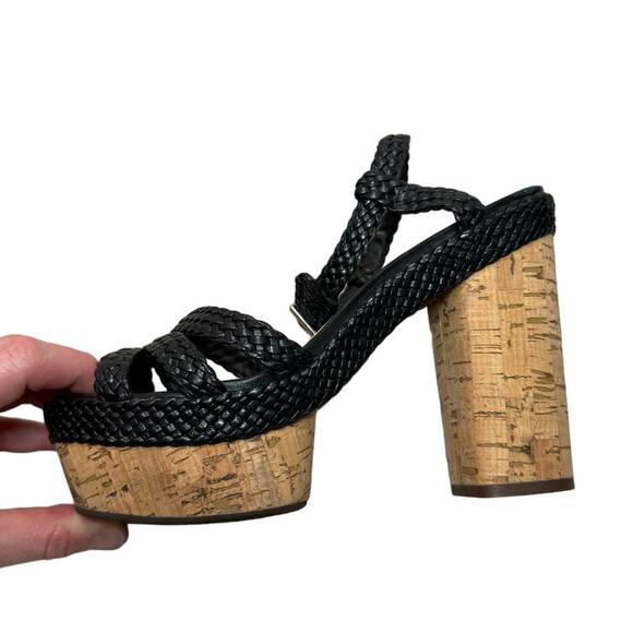 Schutz Cork Block Heel Sandals with Black Braided Leather, Women's Size 7.5 - Picture 6 of 11